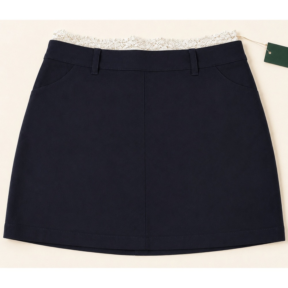 Wild Fable Black Mini Skirt with Peek A Boo Lace Trim Size S New